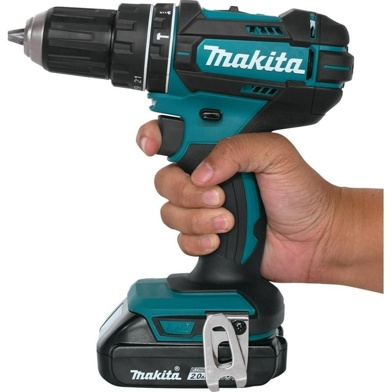 Makita XPH10R 18V Compact Lithium Ion Cordless Hammer Driver Drill Kit 2 Amp 1 2