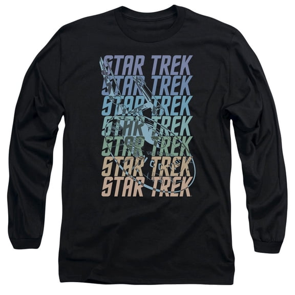 Star Trek Multi Logo Enterprise Long Sleeve Adult 18/1 T-Shirt Black