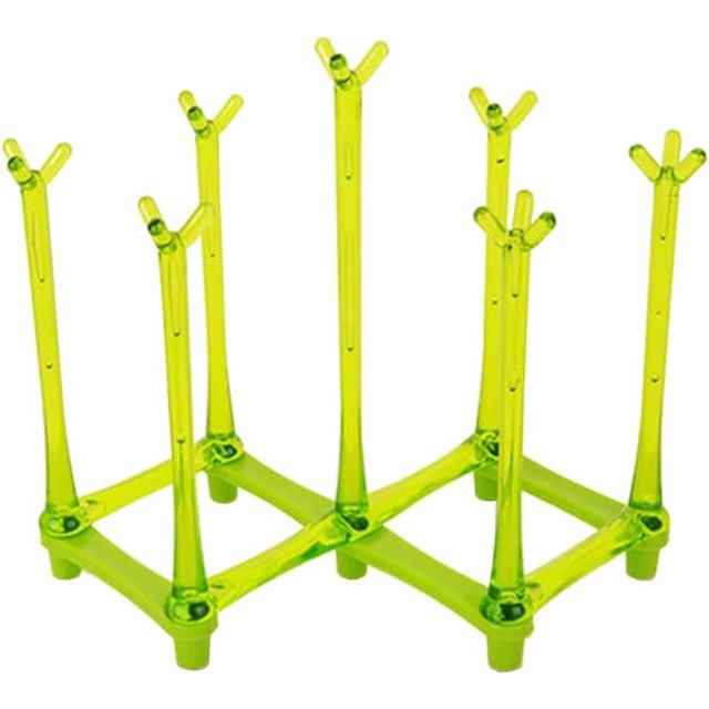 Rejilla de secado expandible que ahorra espacio, soporte portátil para secar botellas, bolsitas reutilizables, platos, tazas, vasos y botellas, ideal para el hogar y para viajes (verde)