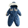 thumbnail image 2 of Toddler Snowsuit Boys Girls Fashion Solid Color Keep Warm Thickening Warm Outdoor Hooded Jumpsuit Fall Winter Cute Outfits Waterproof Rain Lightweight Jacket,1-6years, 2 of 4