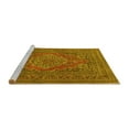 thumbnail image 2 of Ahgly Company Machine Washable Indoor Round Medallion Yellow Traditional Area Rugs, 3' Round, 2 of 4