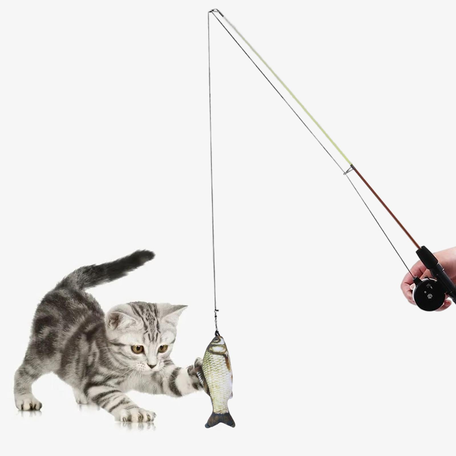 Cat Caster Fishing Pole Toy | Tangle Free, Retractable & Easy to Store.  Includes Two Interchangeable Teaser Toys | The Ultimate Gift for Kitty  Lovers