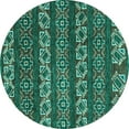 thumbnail image 1 of Ahgly Company Machine Washable Indoor Round Oriental Turquoise Blue Modern Area Rugs, 7' Round, 1 of 4