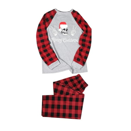 

Aompmsdx Family Matching Christmas Pajamas Set Plaid Sleeves Cute Pattern Printing Festival For Adults & Kids Parent Child Outfit (Dad)Baby Boy Clothes