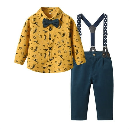 

TIREOW Fashion Kids Sets Toddler Boys Christmas Fall and Winter Suit Long Sleeve T Shirt Tops Pants Child Kids Gentleman Outfits(5-6 Years C)