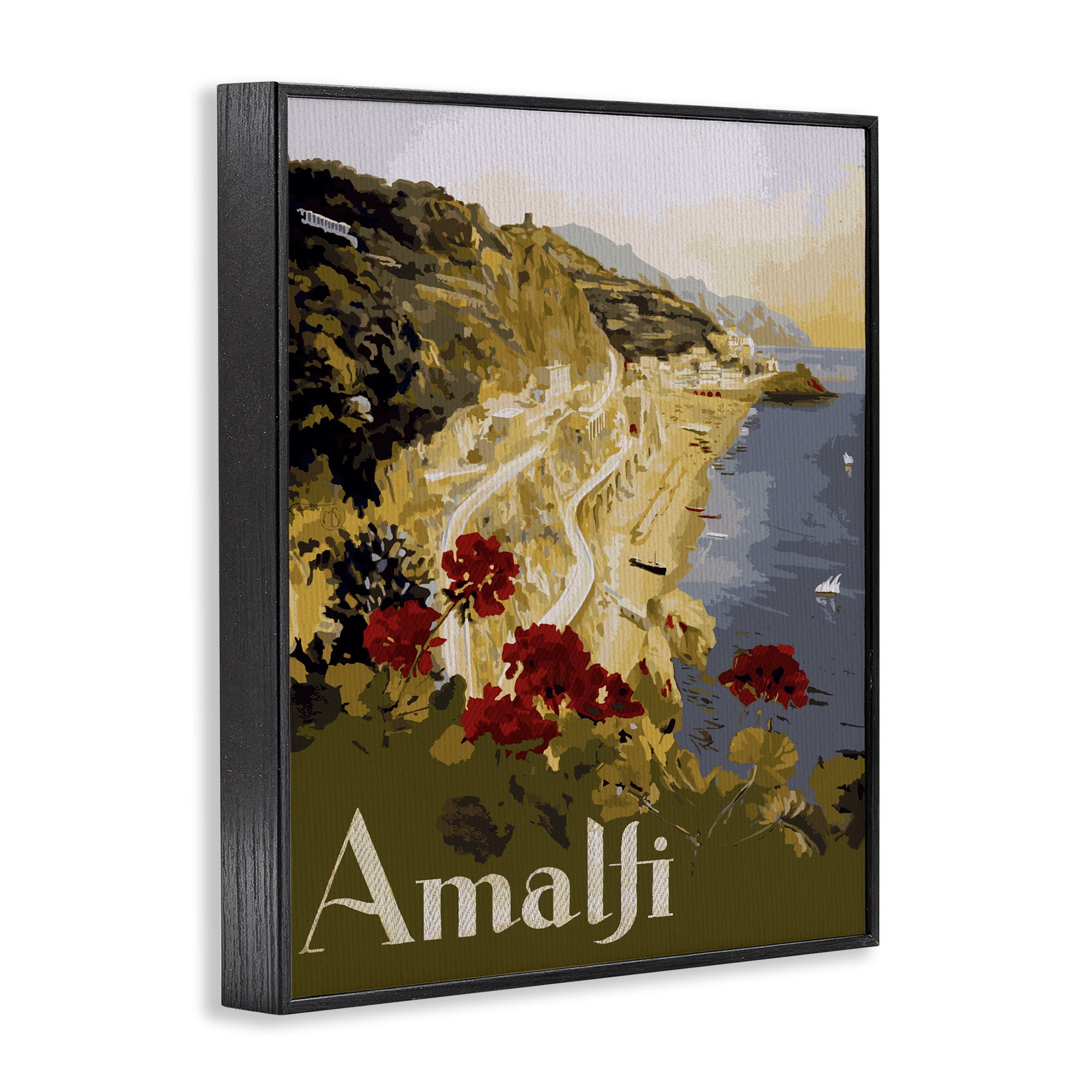 Stupell Industries Picturesque Amalfi Coast Black Framed Giclee Art, design by Lil' Rue