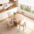 thumbnail image 4 of Leovanni 48inch Round Dining Table Set for 4 Modern Solid Wood 5-Piece Kitchen & Dining Room Set with Upholstered Chairs Pedestal Base, Natural, 4 of 11