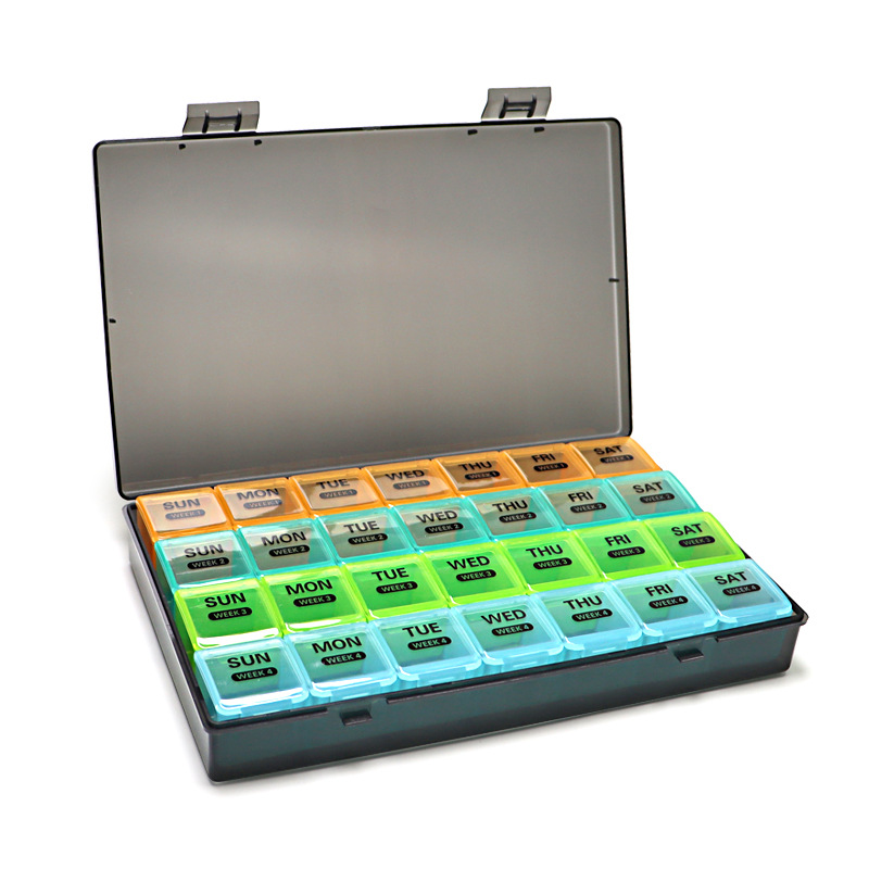 Pill Box 4 Times a Day Travel Pill Case 7 Day Weekly Organiser