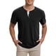thumbnail image 1 of Camisetas Henley para hombres INSPIRE CHIC, casuales de verano, de manga corta, con botones, básicas, 2XL, negras, 1 of 6