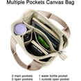 thumbnail image 4 of Kukuzhu Canvas Tote Bag for Women Stylish Crossboy Handbag Casual Hobo Bag Top Handle Satchel with Multiple Pockets, 4 of 6