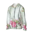 thumbnail image 2 of Kll Vintage Wood With Floral Print Men'S Women’s Upf 50+ Sun Protection Outdoor Hoodie Jacket Long Sleeve Fishing Hiking Performance Shirt- Large, 2 of 8