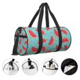 thumbnail image 5 of Xecao Watermelon print Round Travel Duffel Bag is a foldable gym bag with an inner pocket, perfect for travel sports, 5 of 8