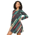 thumbnail image 3 of FORMRS Womens Long Sleeve Nightgowns Crew Neck Sleep Shirt Soft Pajamas Sizes S-3XL, Abstract Stripes, 3 of 8