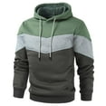 thumbnail image 4 of Turilly Men's Solid Color Long Sleeve Hooded Coats Tricolor Patchwork Cardigan Loose Casual Sports Zipper Hoodie Coat, 4 of 4