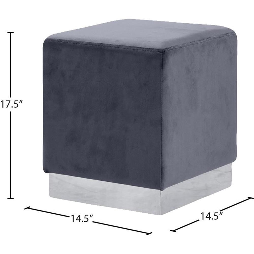 Pemberly Row Modern / Contemporary Velvet Ottoman/Stool in Gray
