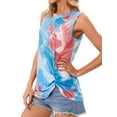 thumbnail image 5 of Women Crew Neck Twisted Hem Tie Dyed Print Tank Top, 5 of 7