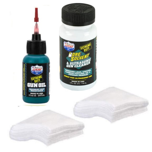 Extreme Duty Gun Bore Cleaner with Gun Oil and Cotton Patches for 9mm to .45 Caliber Pistols