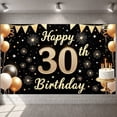 thumbnail image 3 of Gold Glitter 30th Birthday Banner Black Background Display Golden Stars Firework Design 30th Celebration Backdrop for 30th Birthday Party Adult Celebration Photo Backdrop, 3 of 9
