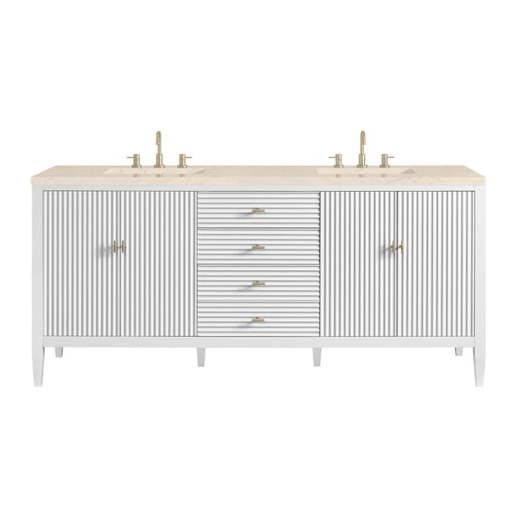 James Martin Vanities 485-V72-3Emr Myrrin 72" Double Basin Wood Vanity Set - White