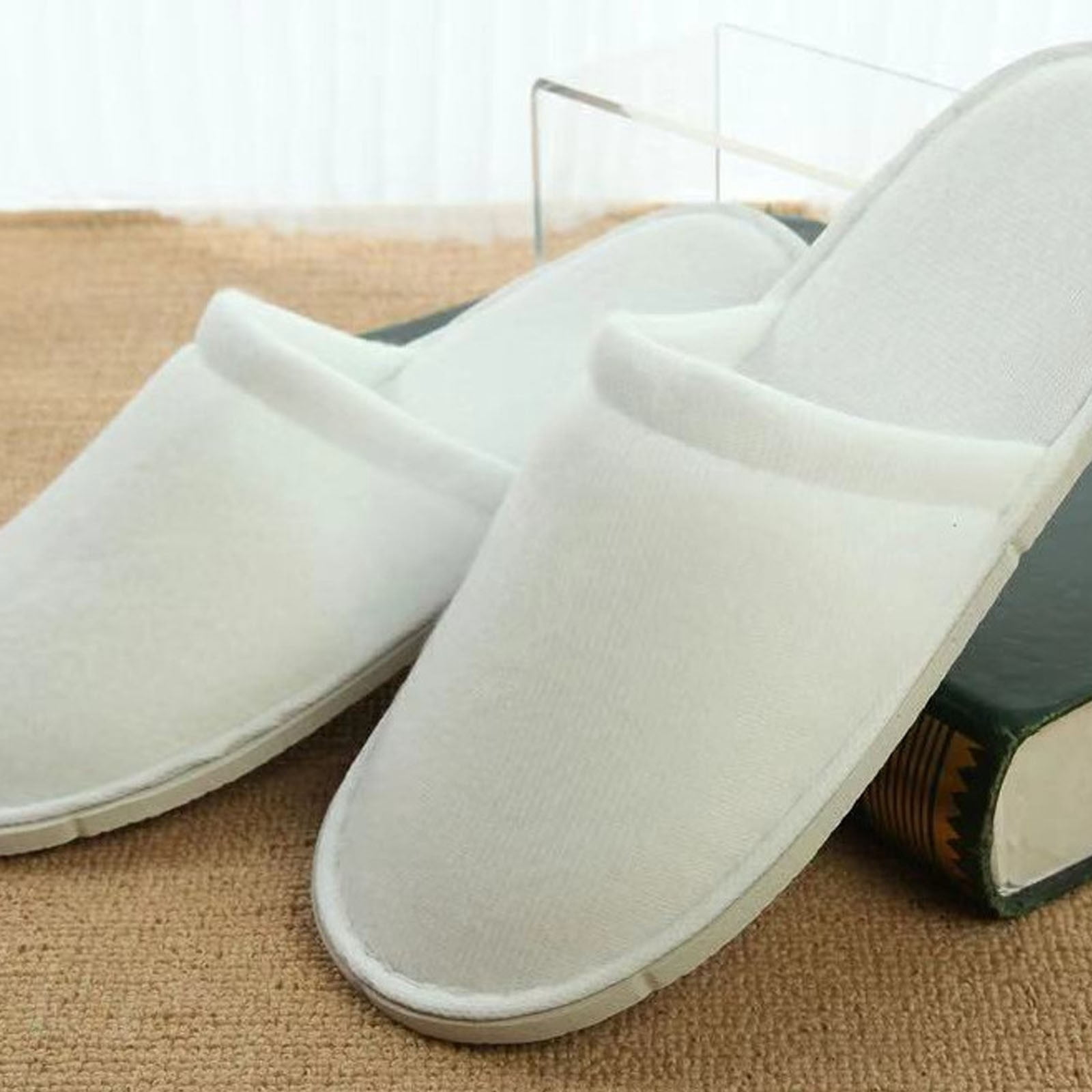 Disposable Hotel Slippers for Guests, Plush Spa Slippers with Non-Slip Soles for Travel, Home Use, Salons, And Events, Individually Wrapped for Hygiene Harlik