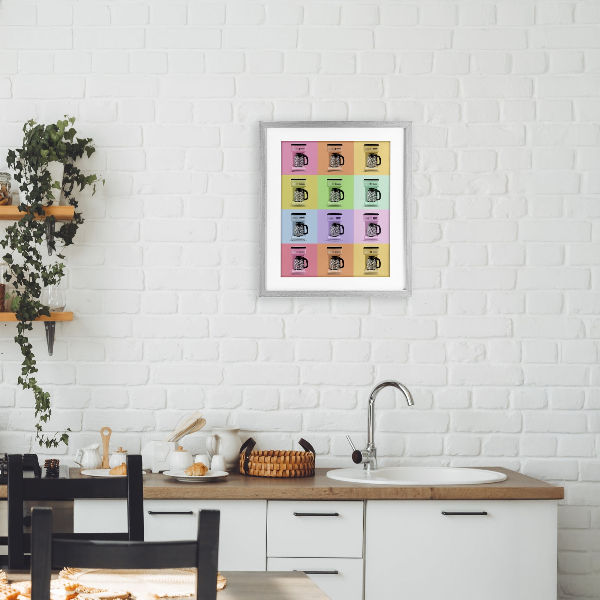 Stupell Industries Disco Coffee Maker Collage Gray Framed Print Under Glass, design by LISH Creative