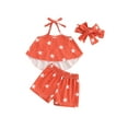 thumbnail image 2 of Aojekbee Baby Girls Patriotic Outfits Star Print Sleeveless Halter Tops and Elastic Shorts Headband Set Summer Clothes, 2 of 10