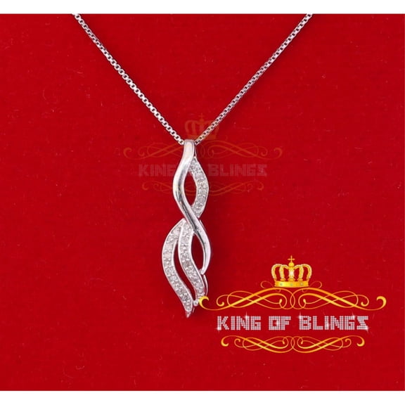 King of Bling's Real 0.08CT Diamond Stones FASHION Sterling Charm Necklace Silver White Pendant