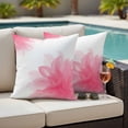 thumbnail image 4 of Pink Flower Outdoor Waterproof Pillow Covers, Boho Modern Floral Abstract Ombre Leaf White Decorative Square Throw Pillowcase Sofa Cushion Sham for Patio/Couch/Chair, 24"x24" 2 Pack, 4 of 8