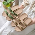 thumbnail image 4 of B91xZ Funny Slides for Women Glitter Rhinestone Strap Open Toe Flat Sandals Sparkle Slide Slippers,Green 6.5, 4 of 5