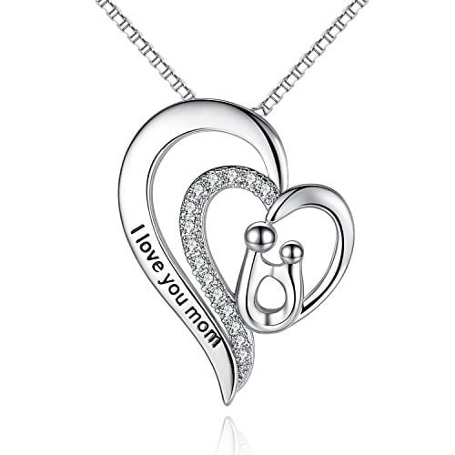 Heart Necklace Pendant Mother Mum Daughter I love you Gifts Present for Her Xmas 