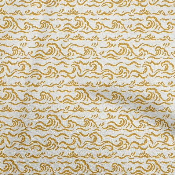 oneOone Cotton Silk Yellow Fabric Asian Japanese Wave Diy Clothing Quilting Fabric Print Fabric By Yard 42 Inch Wide