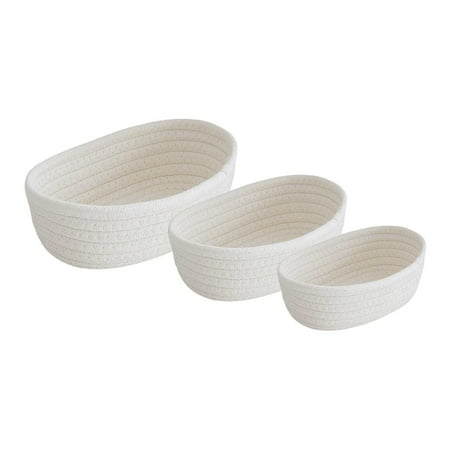 

FHYNZ Fabric Storage Cubes Small Woven Baskets Empty Tiny Storage Baskets Mini Cotton Rope Baskets Oval Decorative Hampers 3Pc No Odor Reusable Space Saving Flash Deals Clearance