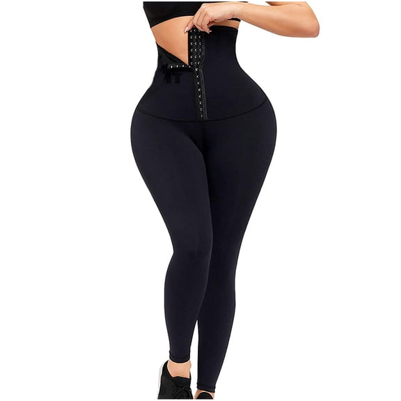 Lilgiuy Corset Waist Trainer Leggings for Women Stylish High Waisted Tummy Control Leggings Body Shaping Waist Yoga Sports Legging Black(S-Xl)