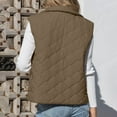 thumbnail image 5 of ZQGJB Womens Lightweight Puffer Vest with Pockets Full Zip Up Lapel Stand Collar Quilted Jacket Winter Warm Puffy Vests Outerwear Tops Khaki M, 5 of 9