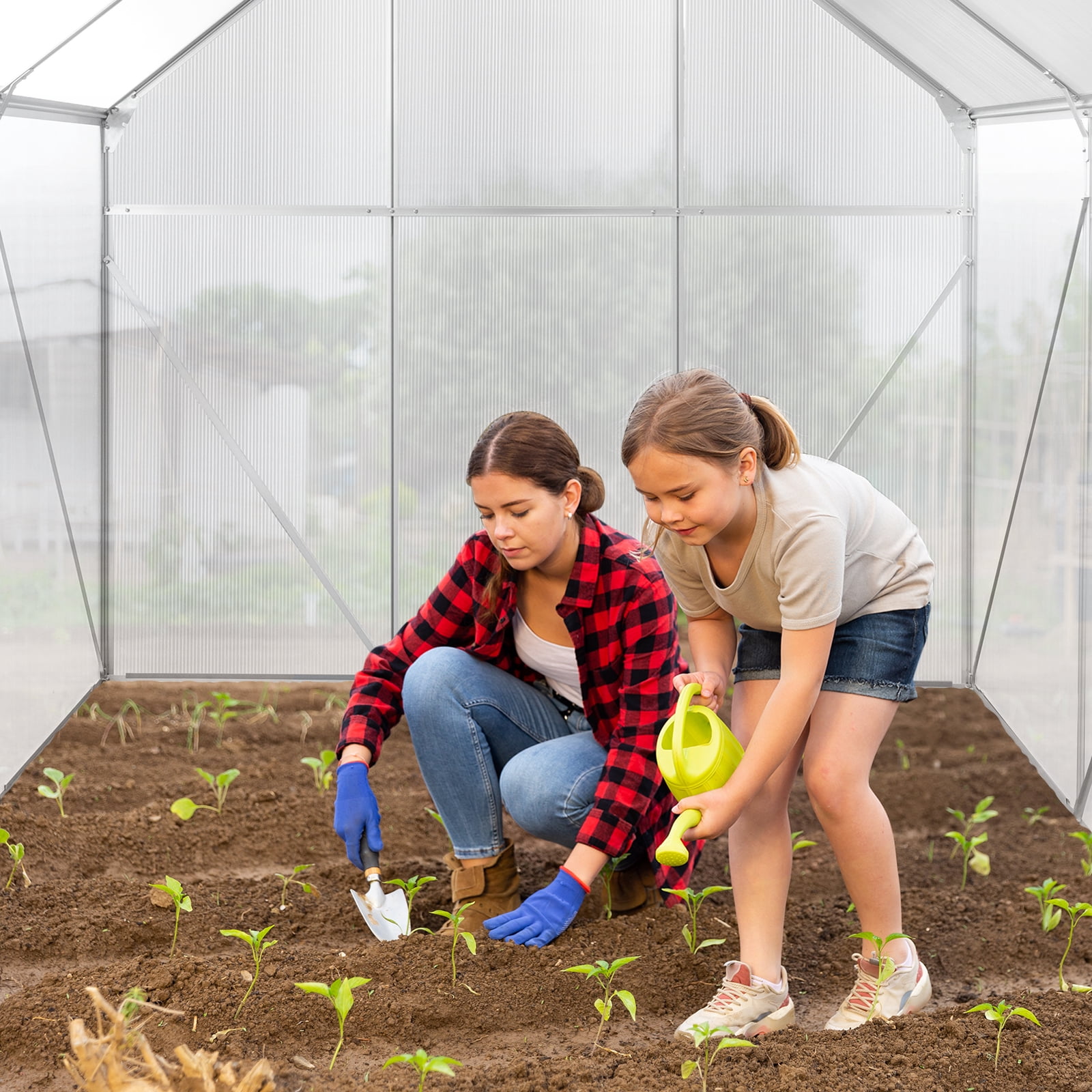 UBesGoo Greenhouse 6x8ft Hybrid Polycarbonate for Garden Silver