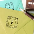 thumbnail image 4 of Printtoo Square Swirl Border Letter F Initial Uppercase Monogram Wood Mounted Rubber Stamp, 4 of 4