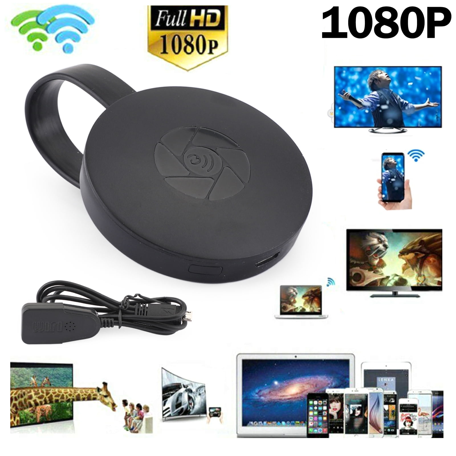 Dongle daffichage sans Fil 4K HDR WiFi Display Dongle Adaptateur 1080P TV Stick Streaming Chromecast Netflix Google Home Youtube Miracast Airplay pour Android/iOS/Window/Mac/Projecteur