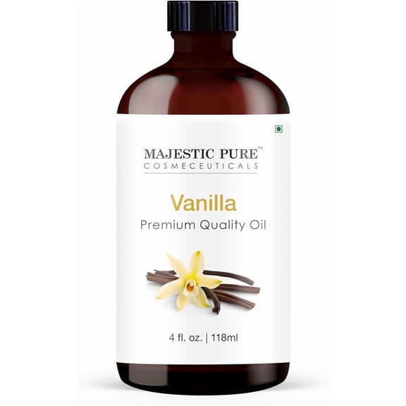 Majestic Pure Vanilla Essential Oil, 100% Pure & Natural, for Diffusers, Aromatherapy, Soap & Candle Making, 4 fl oz