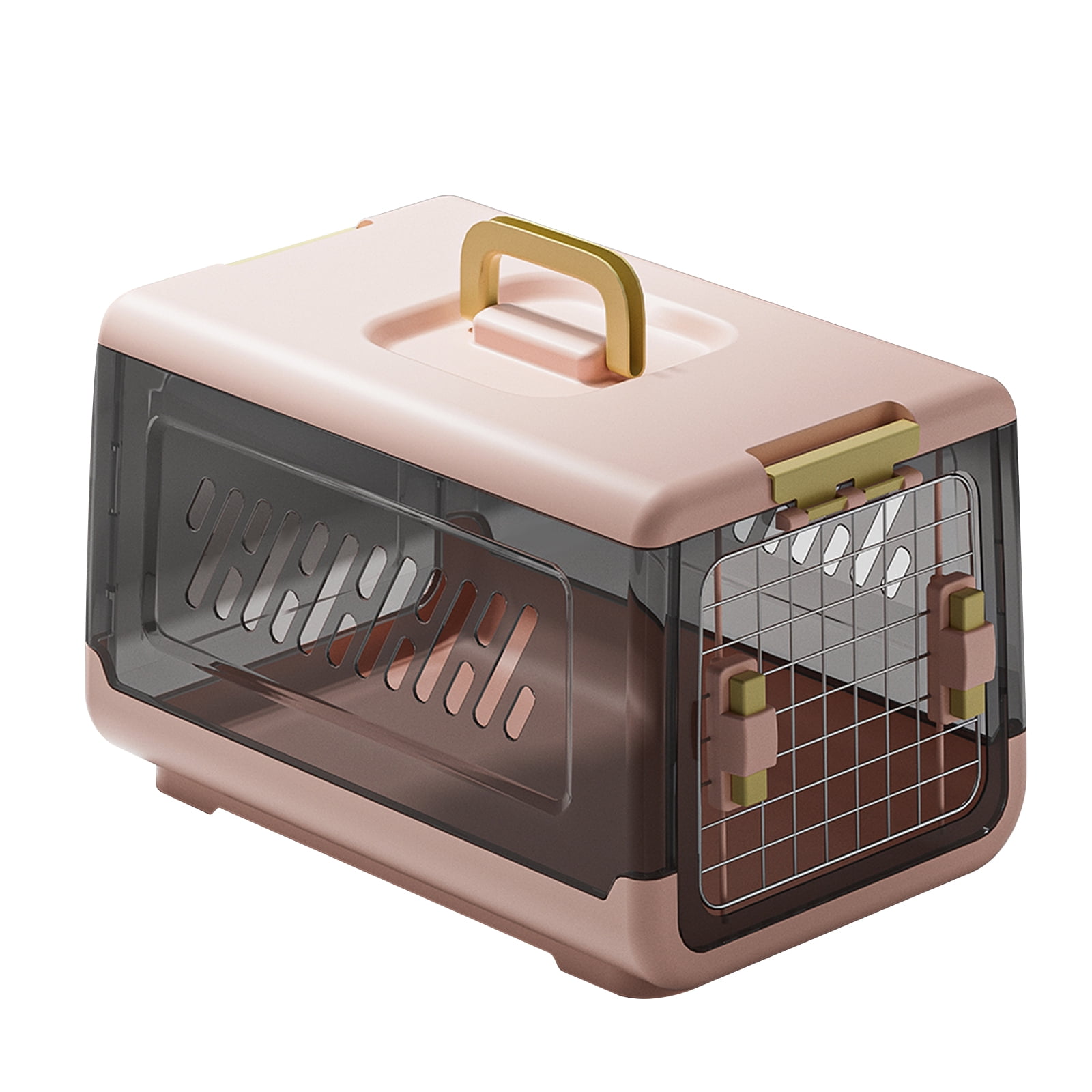 Pet Cat Carrier, Kennel Crate Airline Kitty Travel Cage Plastic Lightweight and Safe to Carry for Puppy Bunny Cats, Pink, 50*32*31.5cm