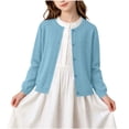 thumbnail image 3 of Pretxorve Kids Girls Boys Jacket Solid Knit Crew Neck Long Sleeve Cardigan Casual Outerwear Sizes 1-15Y, 3 of 5