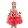 thumbnail image 5 of Toddler Flower Girl Dress Watermelon Red Ruffle Sleeveless Tulle Dresses for Girls Pageant Dresses for Girls Kids Dress 4T, 5 of 5