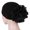 Black, variant on Women Solid Big Flower Stretch Elastic Beanie Hat Hair Head Wrap Cap One Size