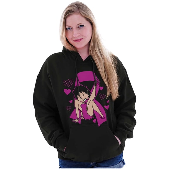 Betty Boop Breast Cancer Pink Ribbon Women Plus Size Hoodie Brisco Brands 2X