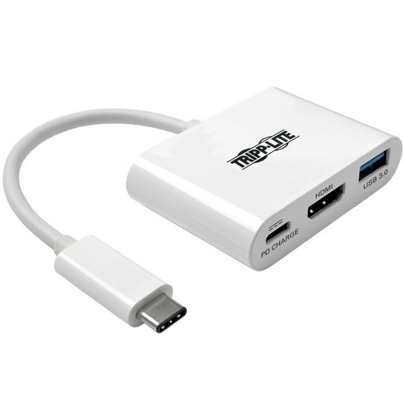 Tripp Lite USB 3.1 Gen 1 USB-C to HDMI Adapter with USB-A and USB-C PD Charging Ports, Thunderbolt 3 Compatible, 1080p