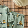 thumbnail image 4 of Gibobby Baby Toddler Bamboo Viscose Pajamas 2-Piece Cooling Cool-Touch Snug-Fit All-Season Sleepwear, Cartoon BunnyPrint Lounge Homewear,Green,18-24 Months, 4 of 6