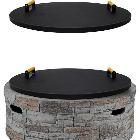 FEBTECH 31 inch Round Fire Pit Cover with Heat Resistant Coating Perfect for Fire Pit Inside up to 29 Inches