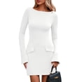 thumbnail image 1 of Vestido PRETTYGARDEN 2025 Cuello Barco Manga Larga Blanco M, 1 of 8