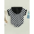 thumbnail image 4 of Bagilaanoe Newborn Baby Girls Boys Summer Romper Tops Short Sleeve Checkerboard Print Casual Hooded Bodusuit 6M 12M 18M 24M Pullover, 4 of 7