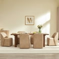 thumbnail image 3 of Spruce & Spring Rolling Upholstered Dining Chair with Smooth Hidden Casters Set of 2, Tan, 3 of 13