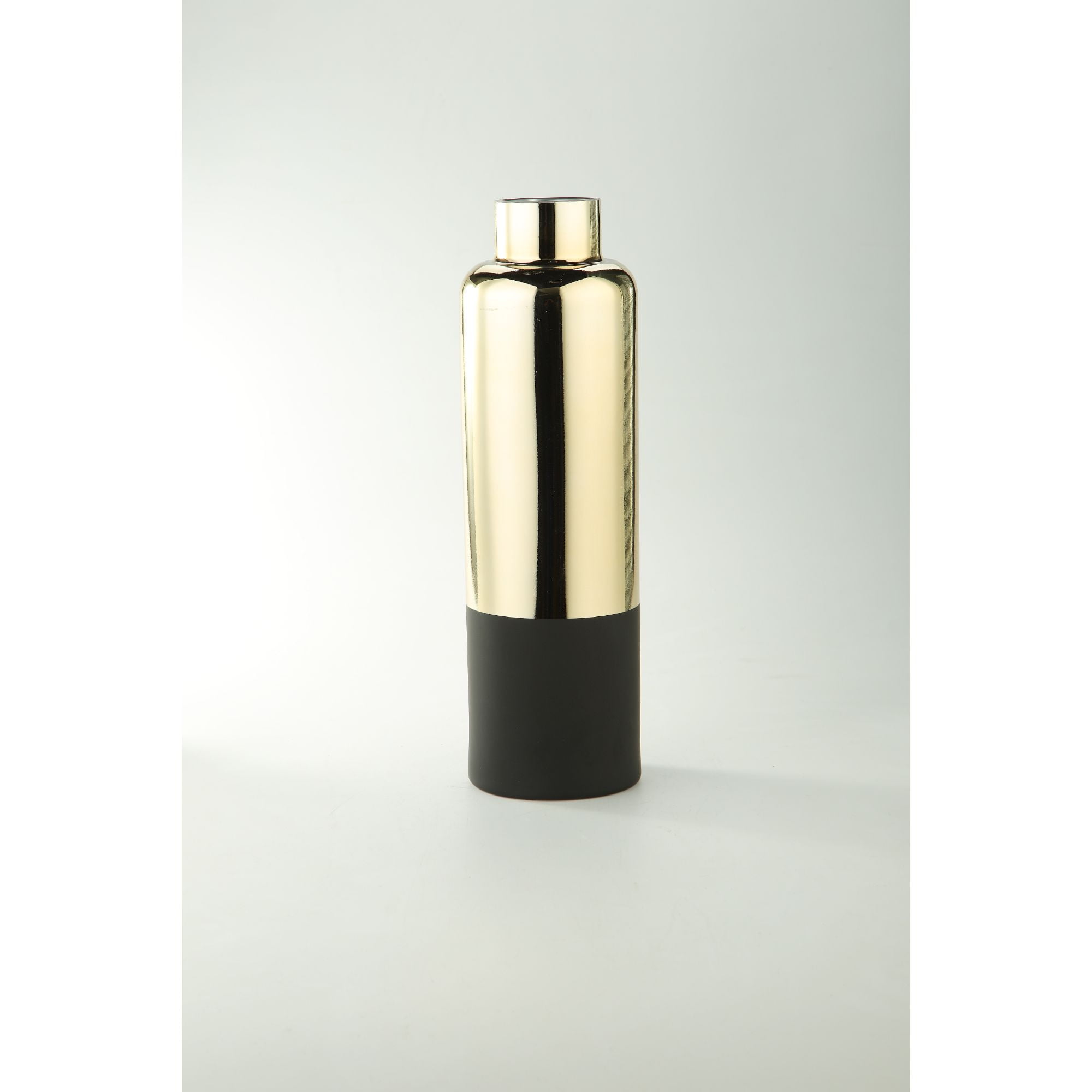 15.5” Metallic Gold and Black Glass Bud Vase